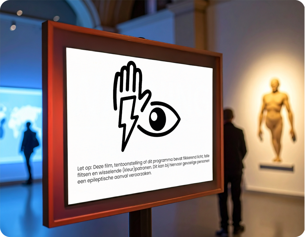 Waarschuwingsicoon lichtflitsen en patronen Museum